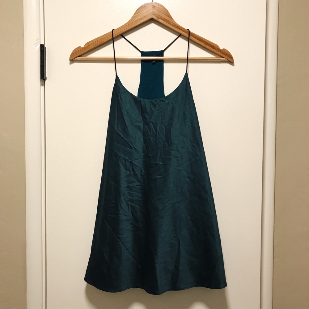 Naked Zebra Silky Dark Green Blue Tank Top